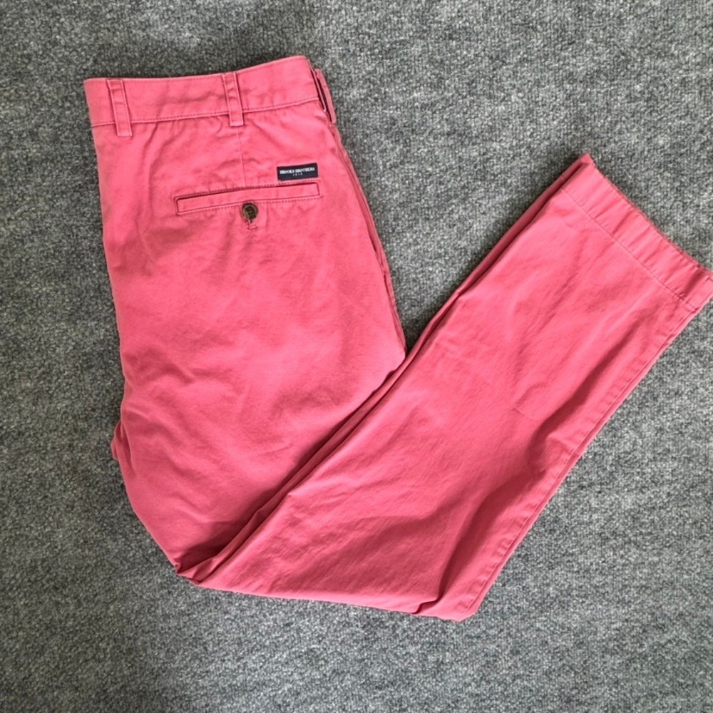Brooks Brothers Clark Chinos W34 L32 Straight Leg Cotton Stretch Salmon Pants